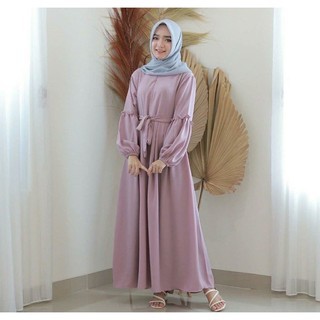 GAMIS NIDIA FULL KANCING BUSUI BUMIL DRESS MOSCREPE gamis terbaru gamis modern gamis terbaru 2021-LARISA PINK DUSTY