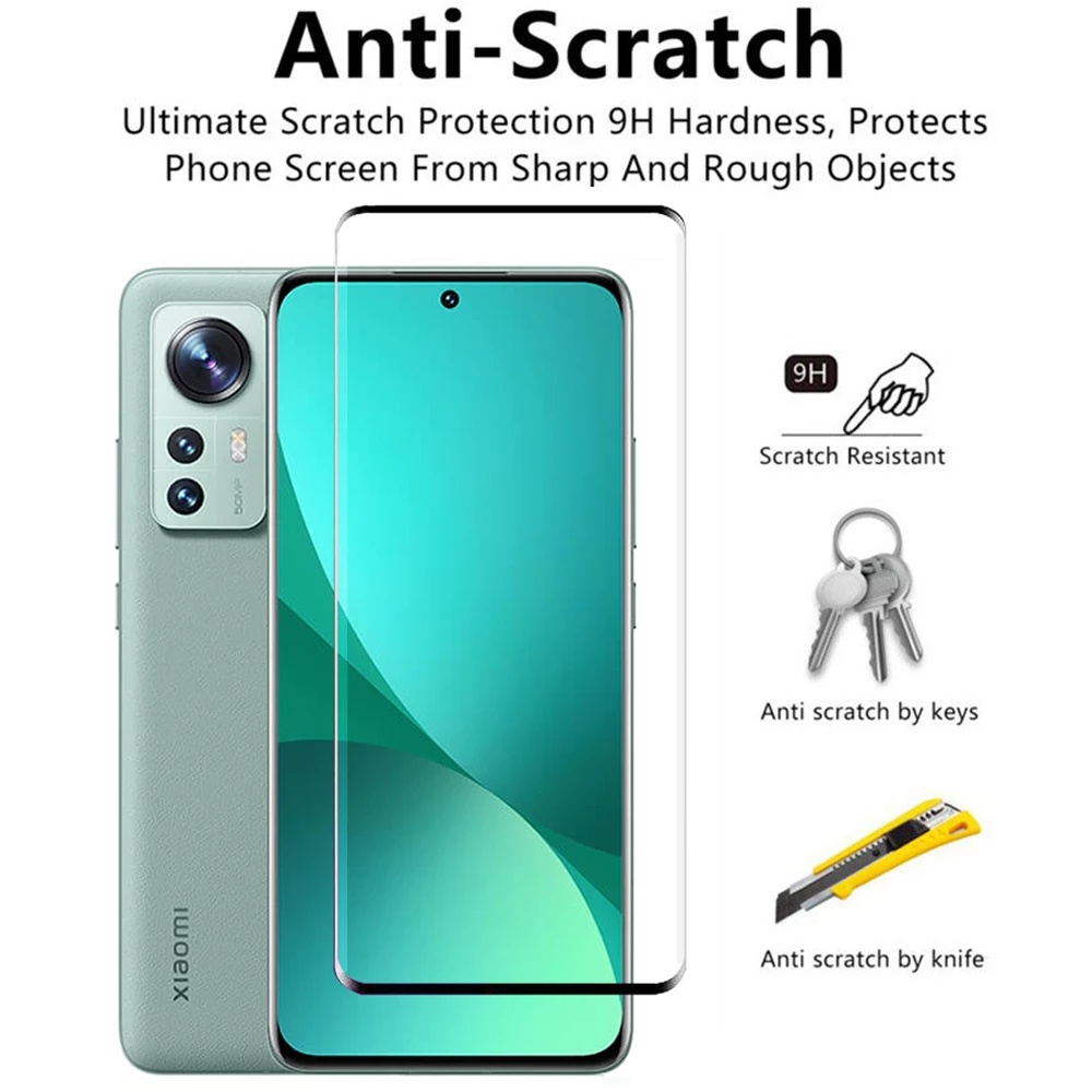 1pc Pelindung Layar Tempered Glass 9D Curved 9H Anti Silau / Sidik Jari Untuk Xiaomi 12 Series