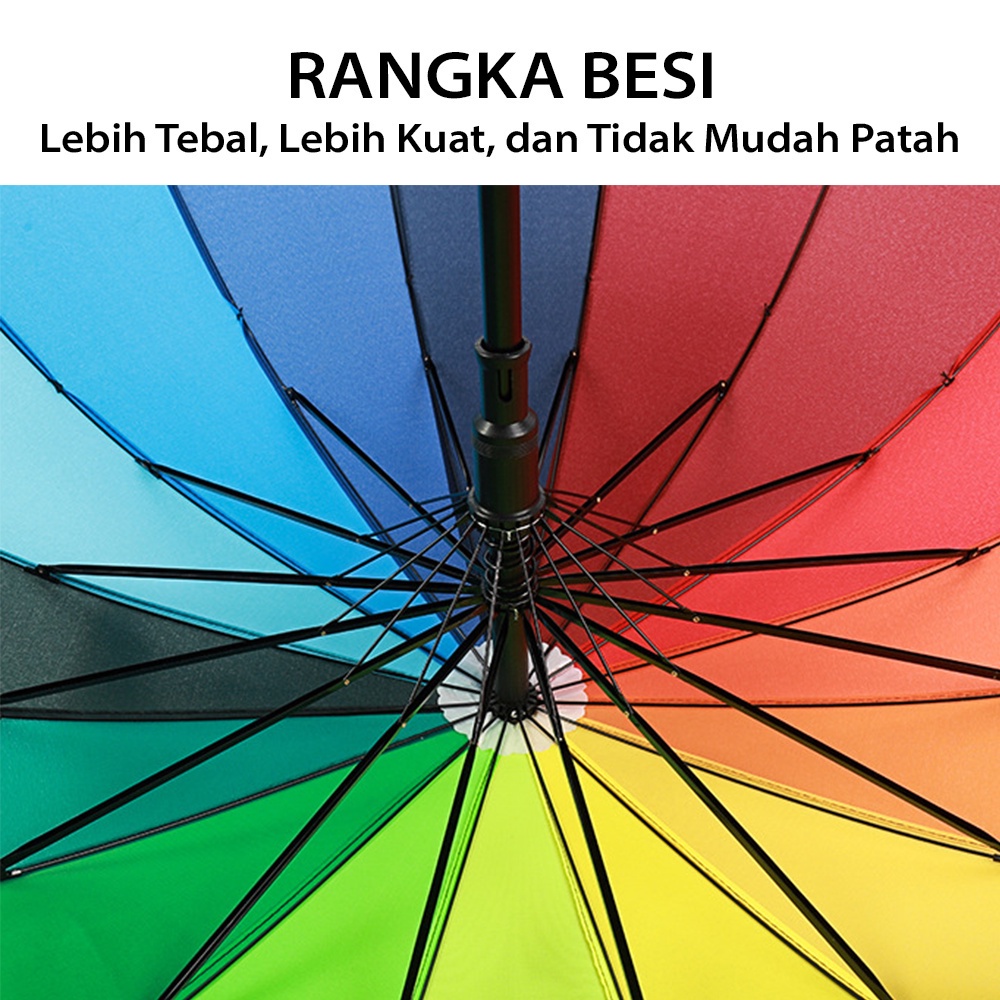 [DEASHOP] PAYUNG GOLF JUMBO BESAR MOTIF PELANGI 12 WARNA RAINBOW KUAT &amp; KOKOH MURAH