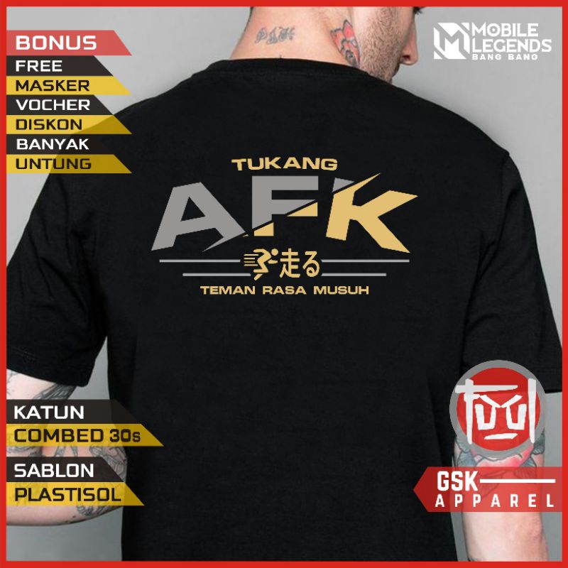 KAOS KATA KATA AFK MOBILE LEGEND DISTRO PRIA WANITA / KAOS GAME ML MLBB