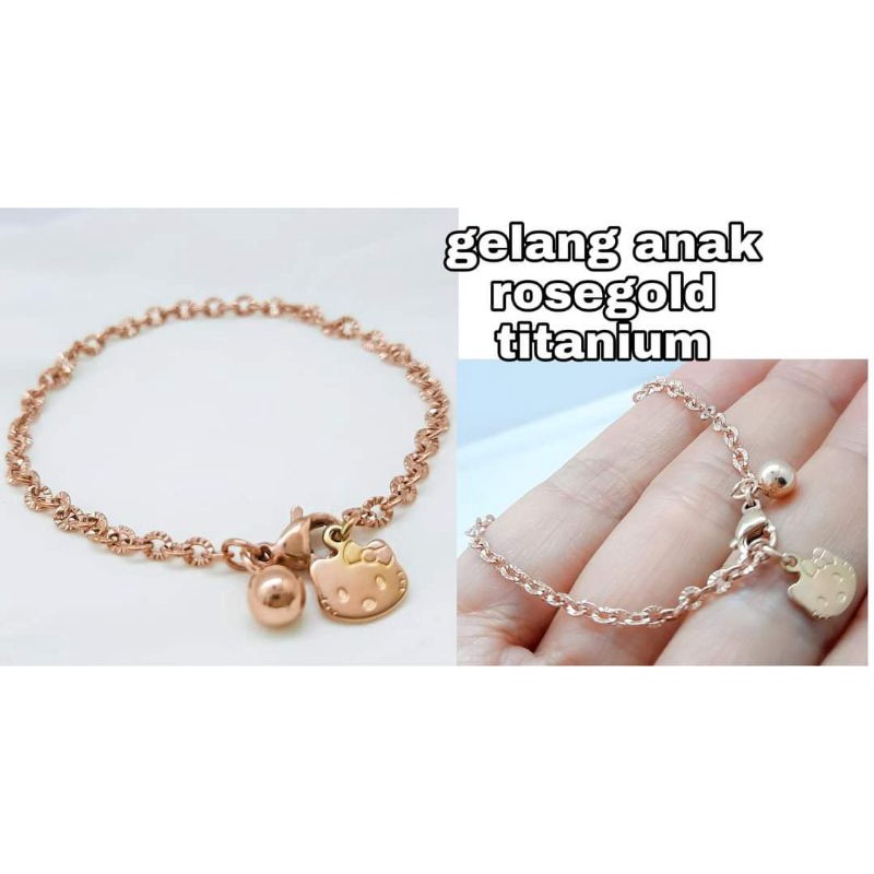 gelang anak titanium rosegold HK 15cm tidak karat