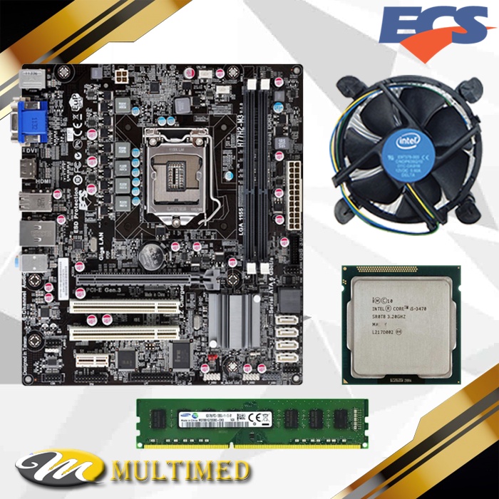 Paket Mainboard 1155 H77 Ddr3 + Core i5 3470 + FAN + RAM 4GB