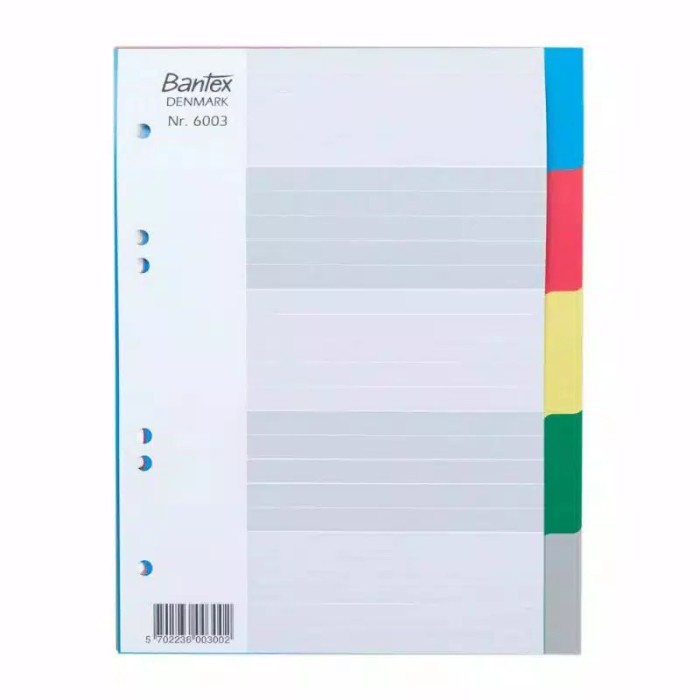 

Sale!!! Bantex Pp Pembatas Binder Divider Size A5 5 Lembar Index Warna Sale!!!