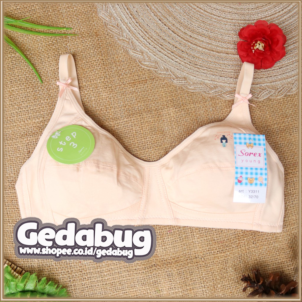 Bra BH Remaja Sorex Y3311 / Y 3311| Bra remaja tanpa Bisa tanpa Kawat Kancing 2 Step 3 | Gedabug