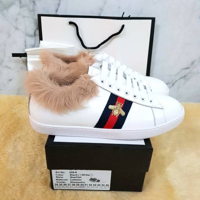 gucci ace sneaker with fur