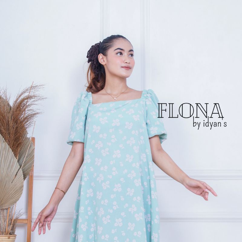 DRESS FLONA BY IDYANS / MIDI DRESS CRINKLE / DRESS WANITA