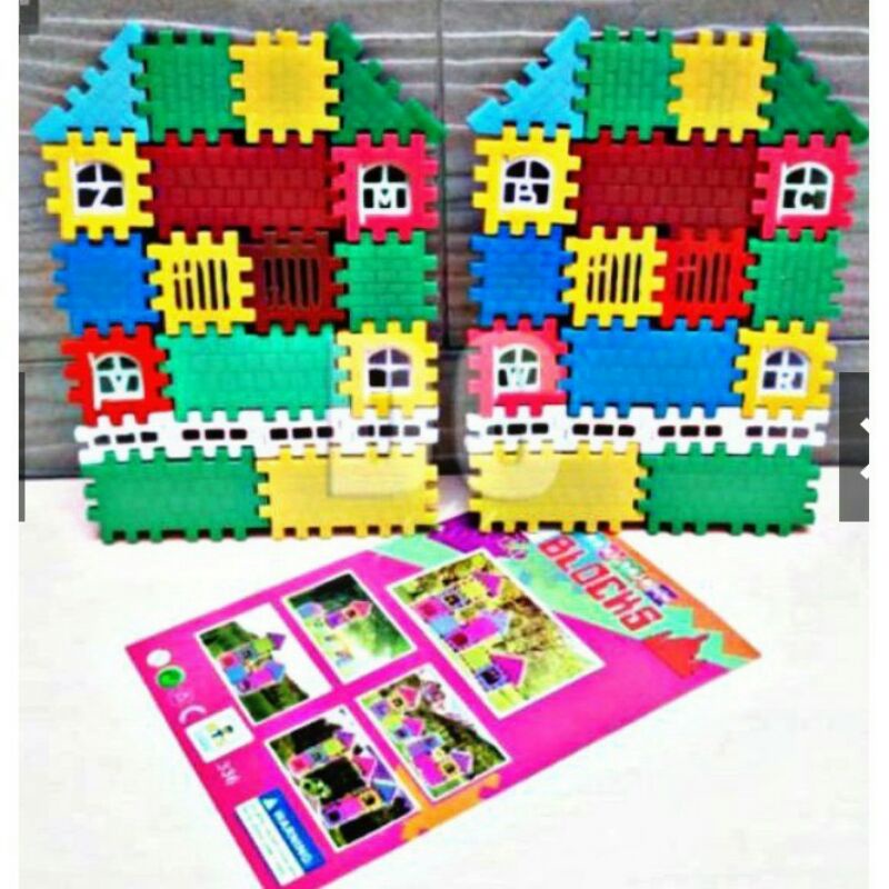 ( BISA COD ) Mainan Edukasi Anak Puzzle Blok Rumah isi 40 pcs 333 - Funny Block