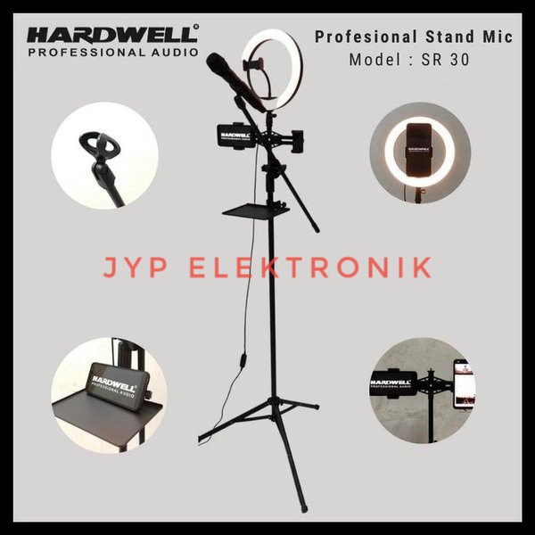 Stand mic live streaming hardwell sr 30 / sr30 (holderhp+ringlight)