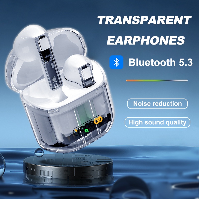 Original TWS 5.3 Bluetooth Earphone In-ear Stereo Wireless Headphone Powerbank Transparent Earphones