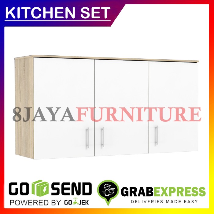 Rak Meja Kitchen Set Atas ALANIS 120 Minimalis 3 Pintu WHITE GOSEND
