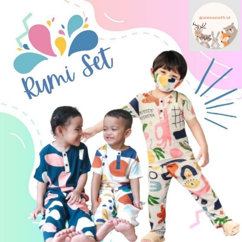 Rumi Setelan Rayon anak size 1-8 Tahun