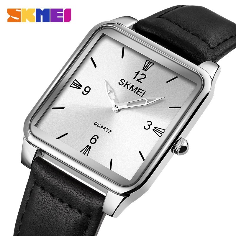 Jam Tangan Pria Jam Tangan Pria Analog Skmei 1603 Silver Leather Water Resistant 30m (Q7C0) Jam Tang