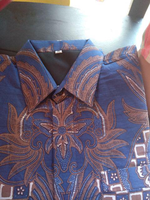 Batik Solo Kemeja Batik Pria Panjang Japunta Blue Anjani 140.000