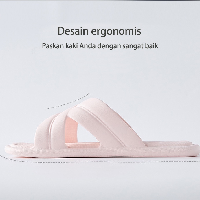 MINISO Sandal Kamar Mandi Sendal Selop Polos Model Cross Comfortable Nyaman Dewasa Non Slip Indoor-2