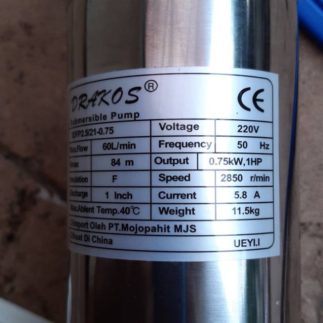 Pompa air submersible 0,75 pk DRAKOS