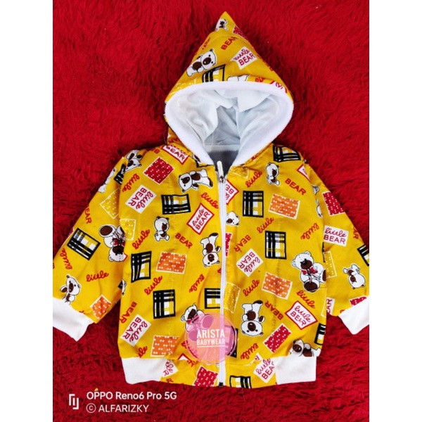 JAKET BAYI TEBAL, MOTIF BEAR, WARNA CERAH-1