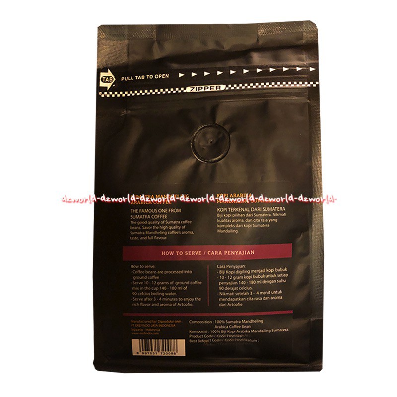 Artcofie Sumatra Mandheling 200gr Arabica Coffee Whole Bean Kopi Arabika Art Cofie Biji Kopi Sumatra Art Coffee