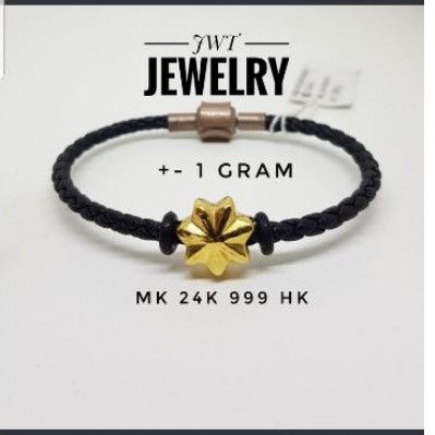 GELANG EMAS TALI KULIT BUNGA BINTANG 24K HK