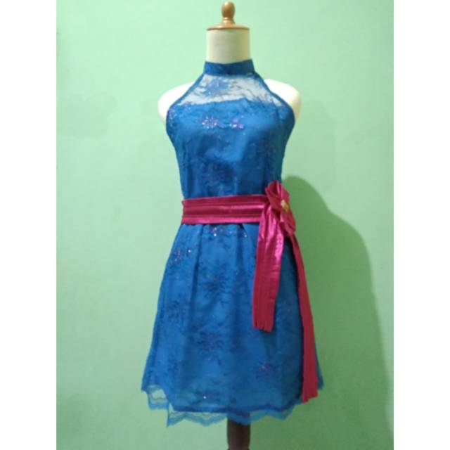 Dress pesta Brokat Biru Muda (Baru)
