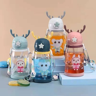 Botol Minum Tali Sedotan Tanduk Rusa Botol Minum Cute Anak 600 ML BPA