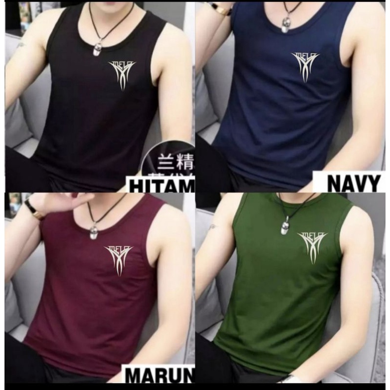 KAOS SINGLET PRIA LENGAN BUNTUNG LOGO MEL*