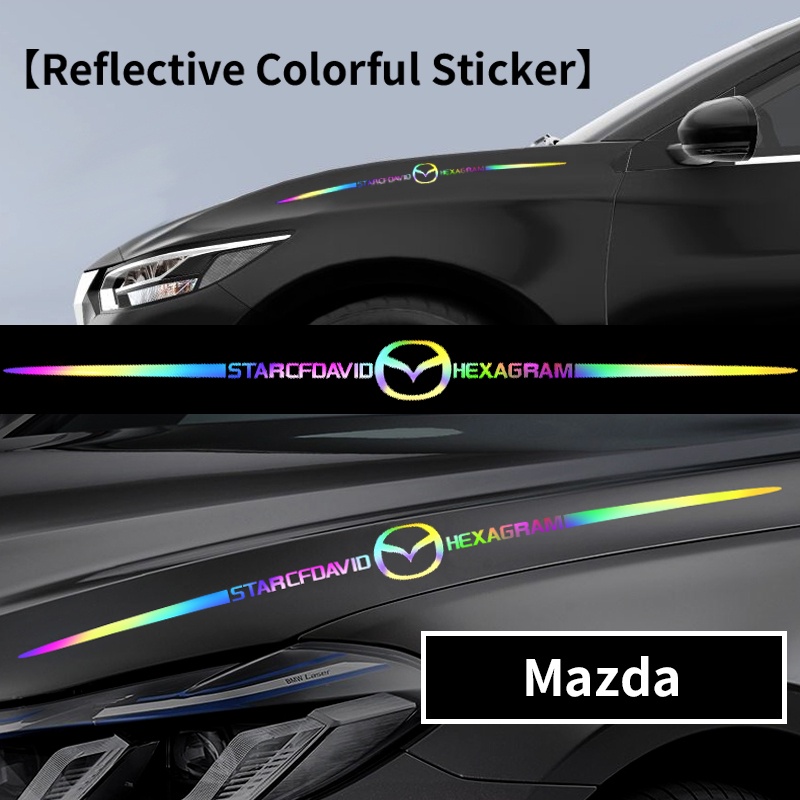 Stiker Logo Mazda 2 3 Mazda CX 30 CX3 Mazda BT 50 Reflektif Laser Warna-Warni Untuk Mobil