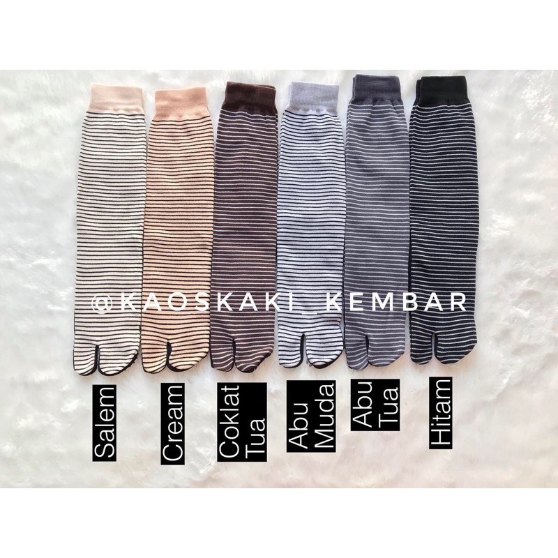 SATU PASANG Kaos Kaki Jempol Nylon Motif STRIPES
