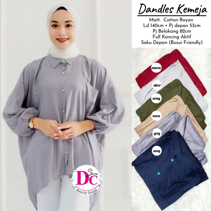 Dandles Kemeja Oversize Katun Rayon / Blouse Rayon Jumbo