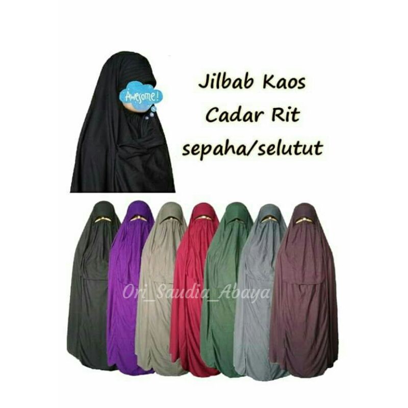 Jilbab kaos selutut cadar rit