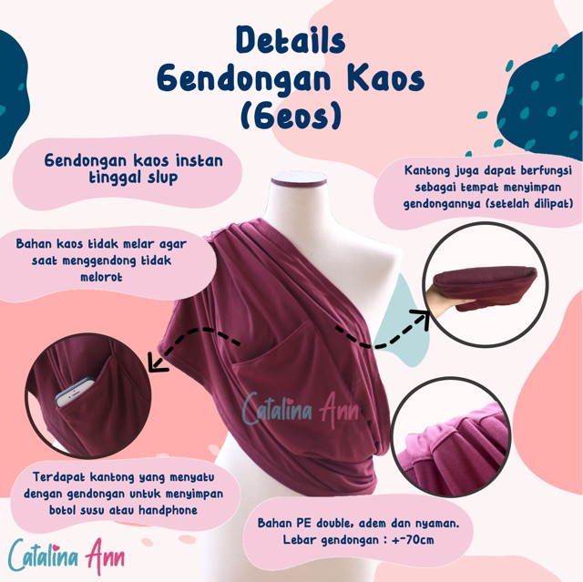 Geos Gendongan Kaos Ada Kantong Harga Ekonomis