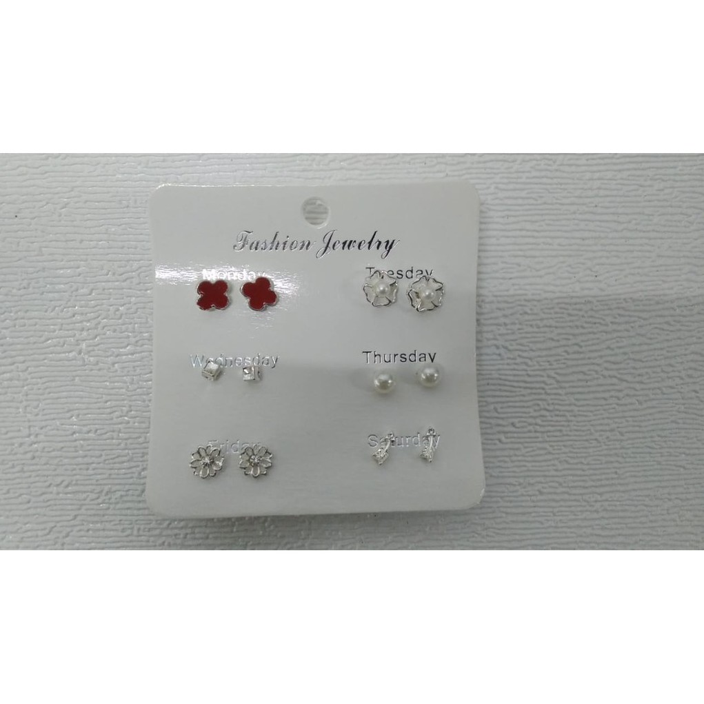❤️GTB❤️ A022 Anting Aksesoris Fashion Mutiara Earrings Wanita 6 Pasang Tusuk Simple GayaKorea import-8