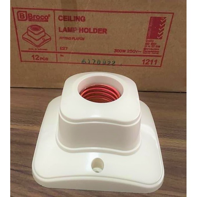 BROCO Fitting Lampu broco 1210 / 1211 / 1212 fitting plafon broco rumah lampu e27 fitting segi broco