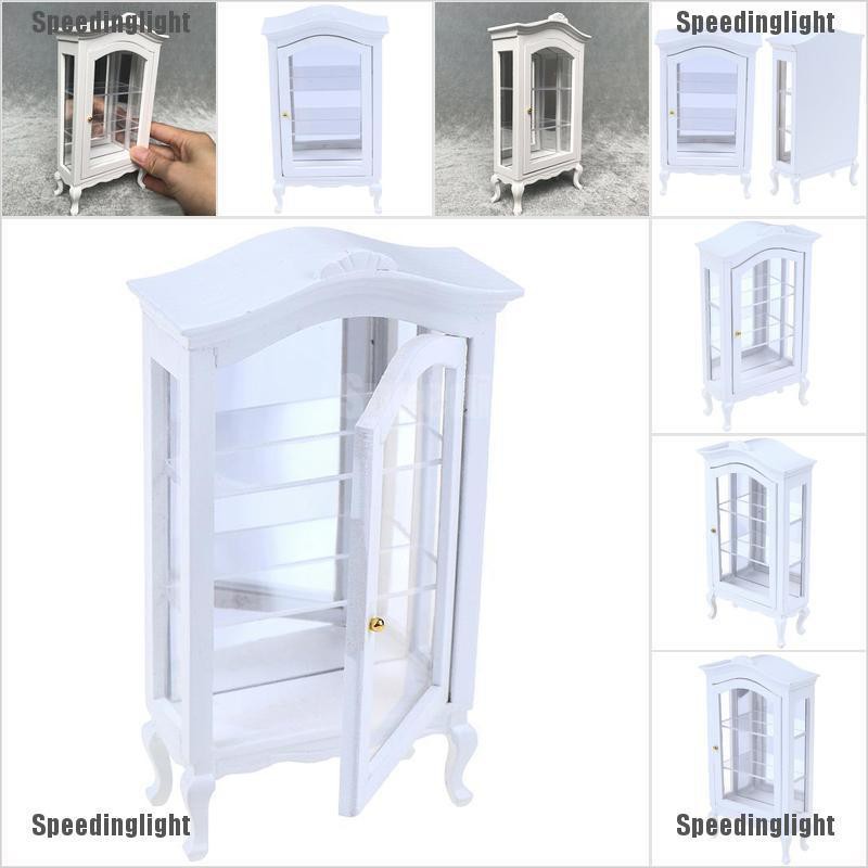  Miniatur  Furnitur Kabinet Bahan Kayu Warna  Putih  Skala 1 