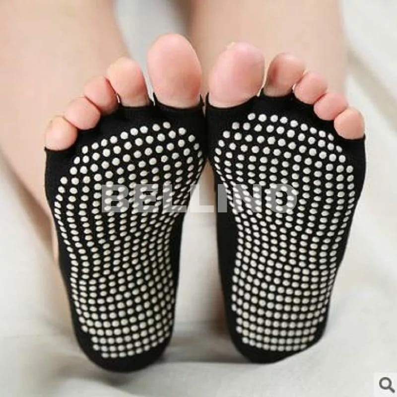 Kaos Kaki Yoga Senam Pilates Ballet Gym Open Finger Import Kaos Kaki Wanita 5 Jari Anti Licin Model Jari Terbuka Kaus Kaki Cewek Yoga Anti Slip Jari Terpisah Kos Kaki