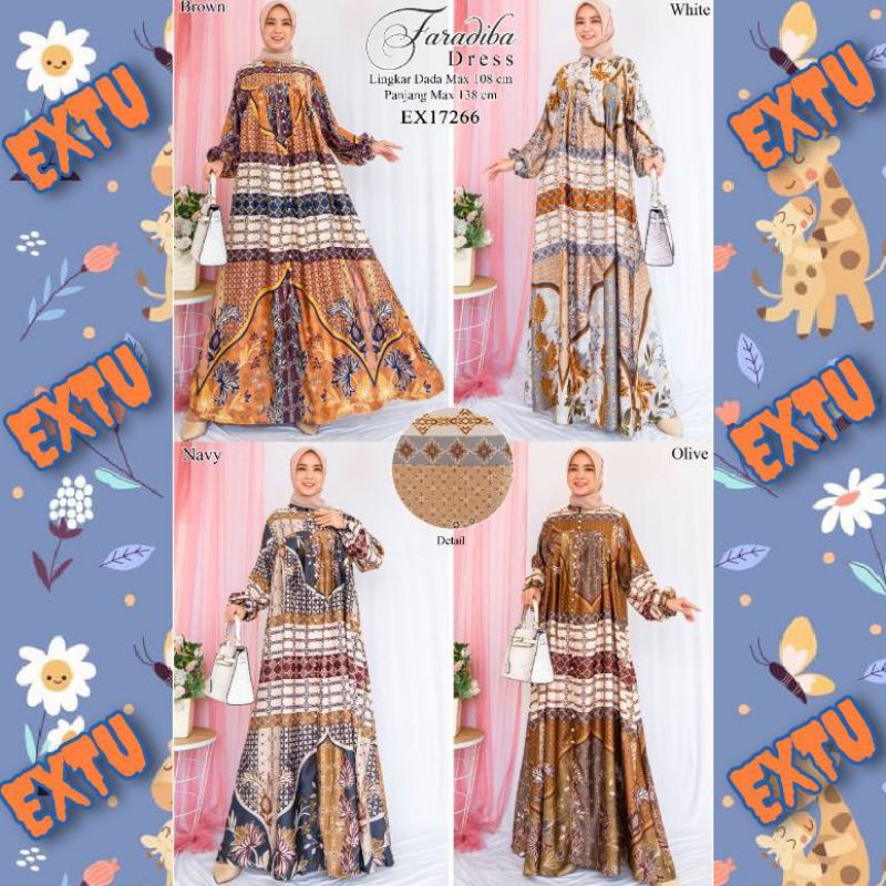 gamis EXTU terbaru silk LD 108 sampai LD 120