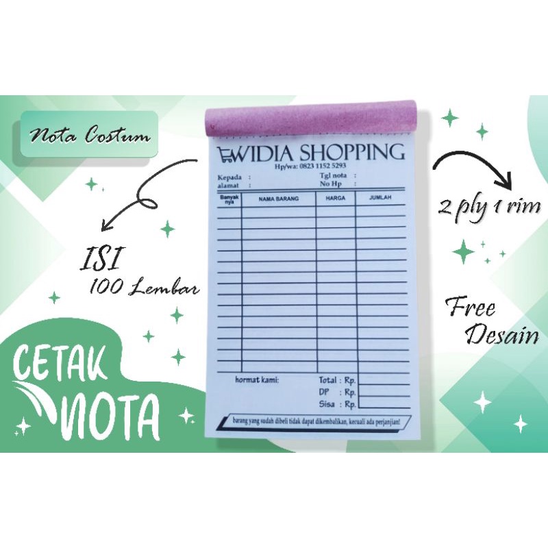 

nota custom free desain 2ply murah 1 rim 1 warna