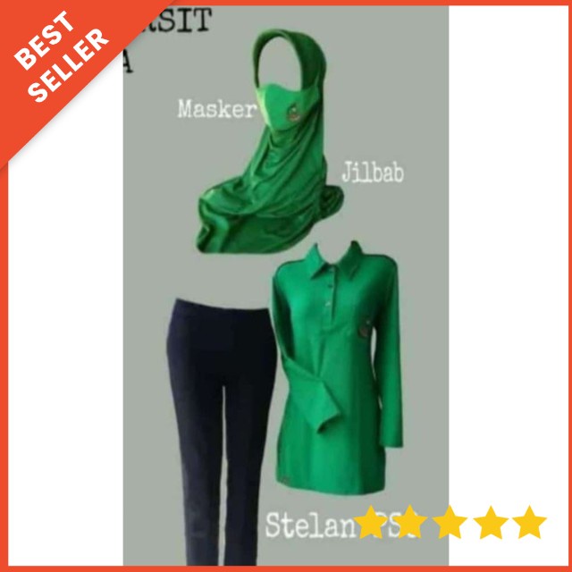 Baju setelan pso persit lengkap jilbab masker+baju olahraga persit