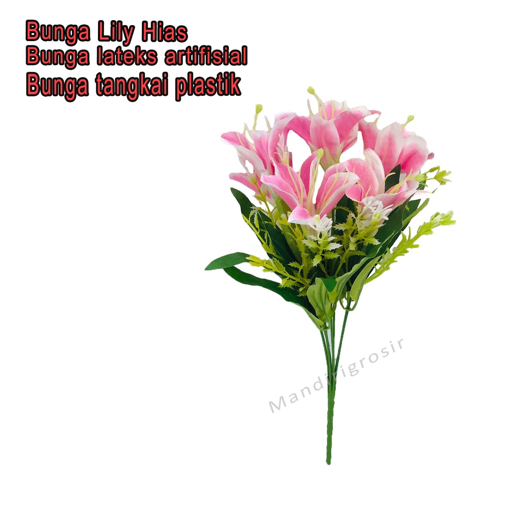 Bunga Lily* Bunga lily lateks artifisial* bunga tangkai plastik * Bunga hias