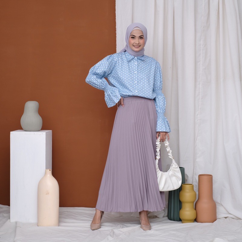ROK PLISKET 256.B MURAH PREMIUM HYGET POLOS FLARE SKIRT REMPEL MUSLIM MAYUNG PANJANG MODELLANO FREXA-Violet