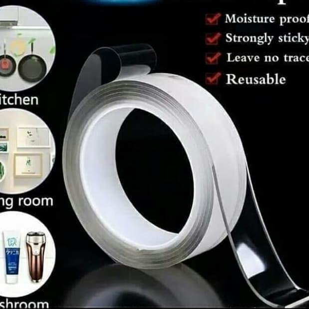 

♫ DOUBLE TAPE BENING NANO MAGIC TRANSPARANT TAHAN AIR 30cm x 5m WASHABLE ◙