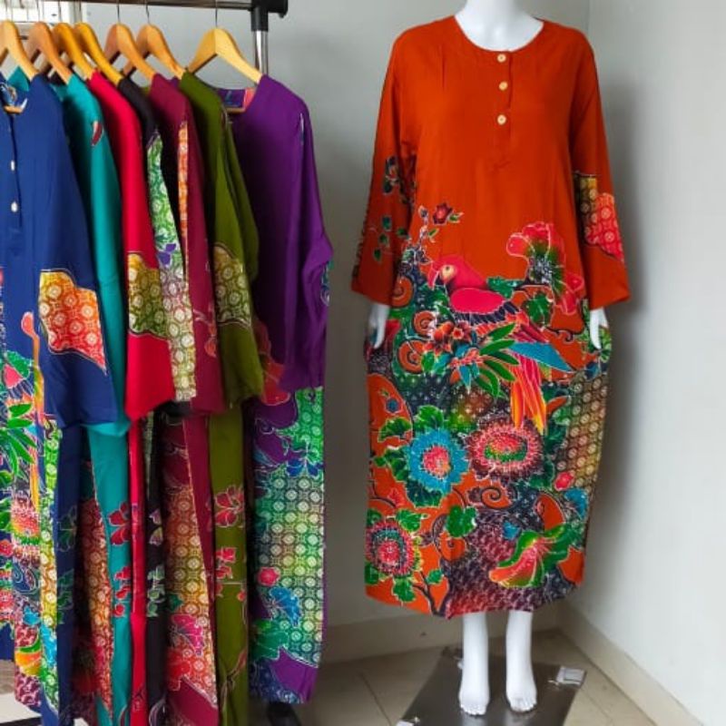 DASTER LONGDRES TANGAN PANJANG KENCANA UNGU LABEL BIRU LD 20 KUB