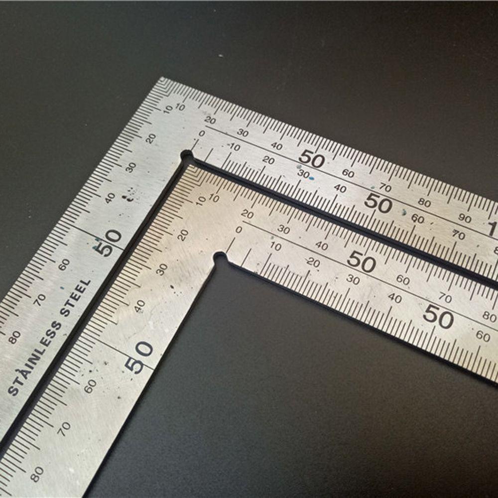 [Elegan] L Shape Ruler Pendidikan Kantor Dua Sisi Stainless Steel Alat Ukur Perlengkapan Sekolah90Penggaris Sudut