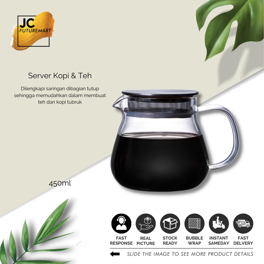 COFFEE SERVER KOPI DAN TEH 450ML TUTUP STAINLESS SARINGAN - SDN450