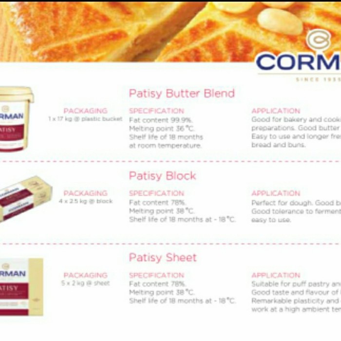 

butter-mentega- corman butter patisy blend repack 1 kg / butter blend import -mentega-butter.