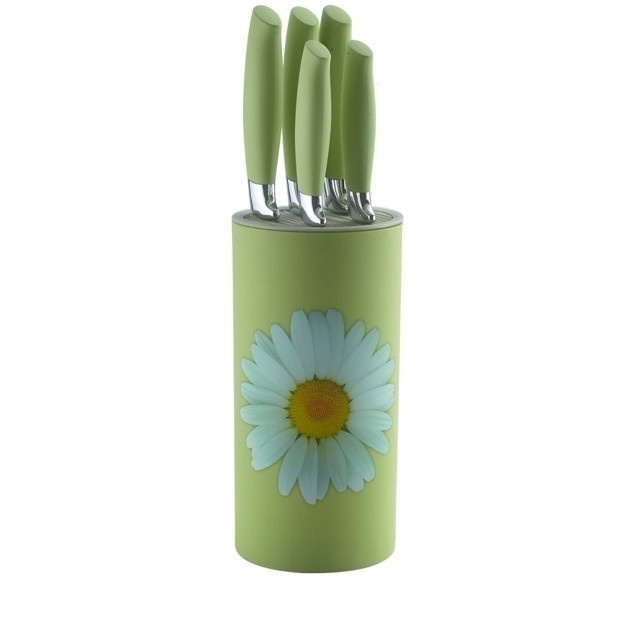 Mimosa Set 5 Pcs Pisau Dapur Motif Bunga|MIMOSA FLOWER KNIFE BLOCK SET promo
