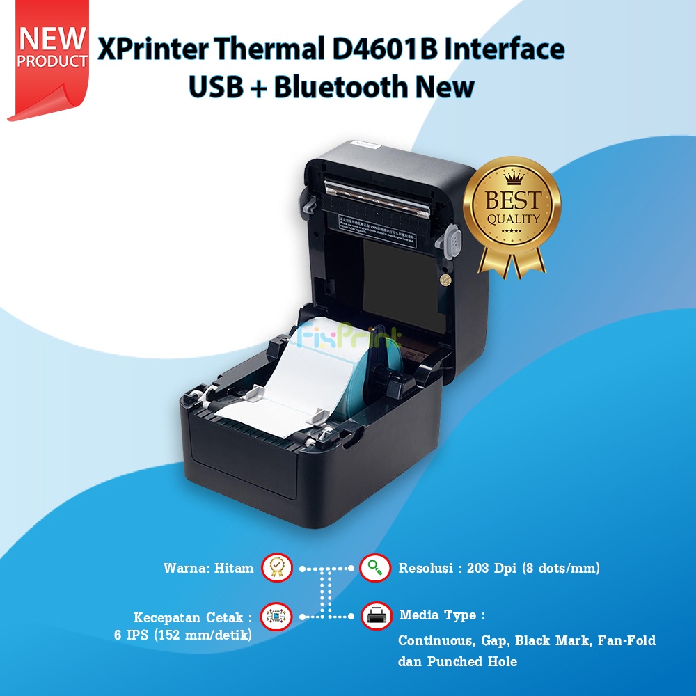 Printer Label Barcode XP-D4601B New XPrinter Thermal D4601B Interface USB + Bluetooth