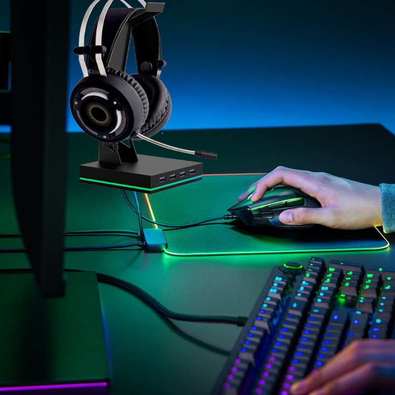 Btsg Stand Holder Headset Gaming Luminous Dengan Kabel USB