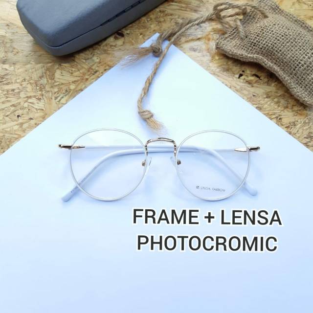 Frame Kacamata Minus Korea Retro Lilo | Paket Kacamata Minus | Lensa Photocromic | Lensa AntiRadiasi