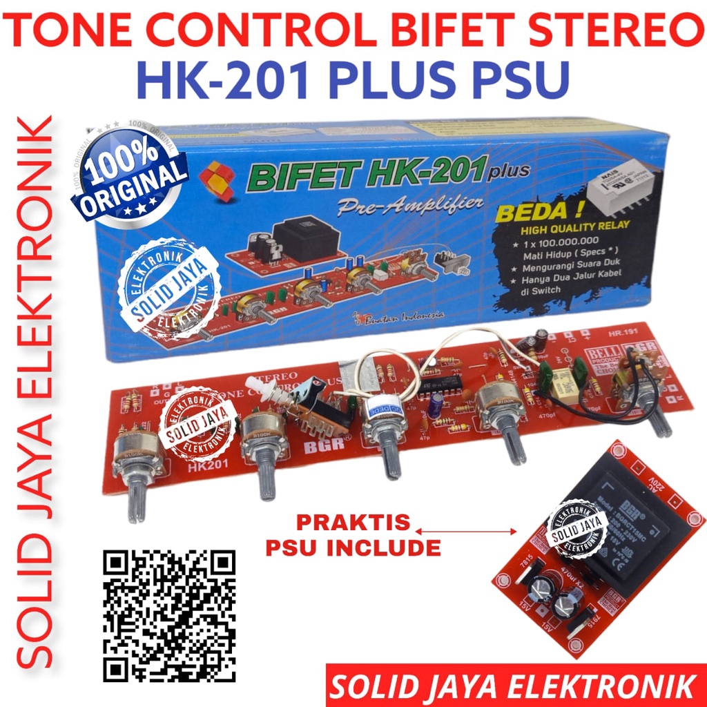 KIT TONE CONTROL BIFET HK-201 STEREO PLUS PSU TRAFO REGULATOR BI FET BI-FET HK 201 HK201 KONTROL PRE AMP AMPLIFIER PREAMP PRE-AMP TRAVO FOR BOX BELL 201 BELL BGR ASLI ORI ORIGINAL