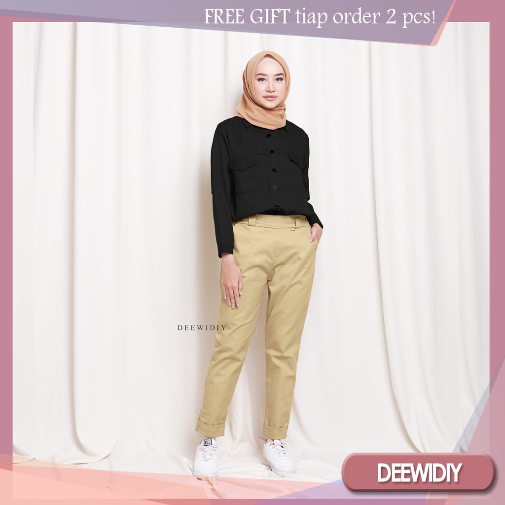 CELANA PANJANG WANITA BAHAN TWILL UNTUK FORMAL DAN CASUAL - SELLA PANTA DEEWIDIY